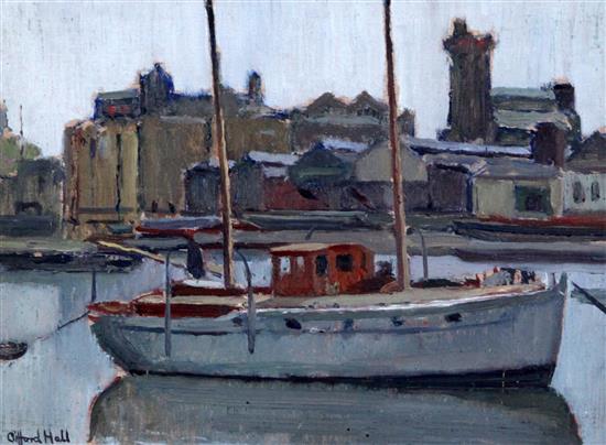 Clifford Hall (1904-1973) Thames scene, c.1943, 6.25 x 8.5in.